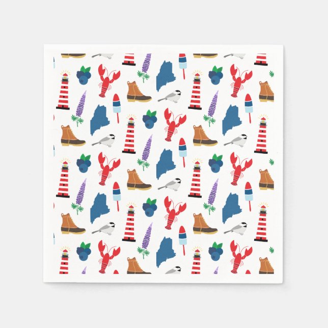 Guardanapo De Papel Ícones Maine (Frente)