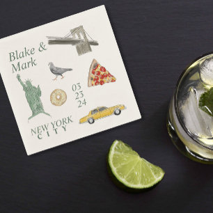 Guardanapo De Papel Ícones Nova Iorque de Casamento Cocktail Napkins
