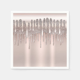 Guardanapo De Papel Icy Rosa Dourado Diamante Brilho Gotejamento Doce 