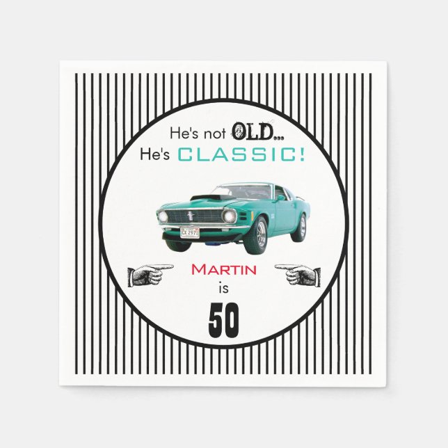 Guardanapo De Papel Idade Personalizada Não Velho, Mas Carro Clássico  (Frente)