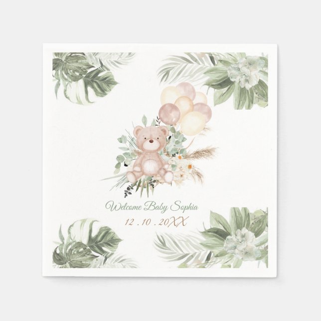 Guardanapo De Papel Ideias de Chá de fraldas de Nápoles Personalizadas (Frente)