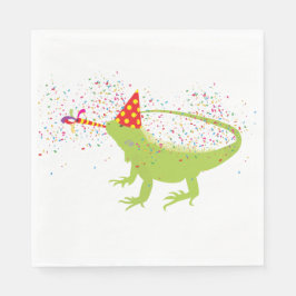 Guardanapo De Papel Iguana Lizard Partilhando Animais Tendo uma Festa