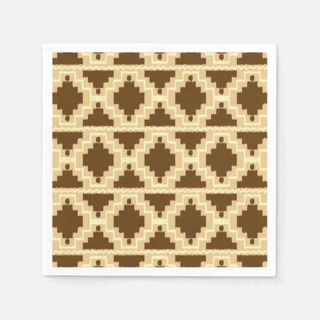 Guardanapo De Papel Ikat Aztec Pattern - Tan, marrom e creme (Frente)