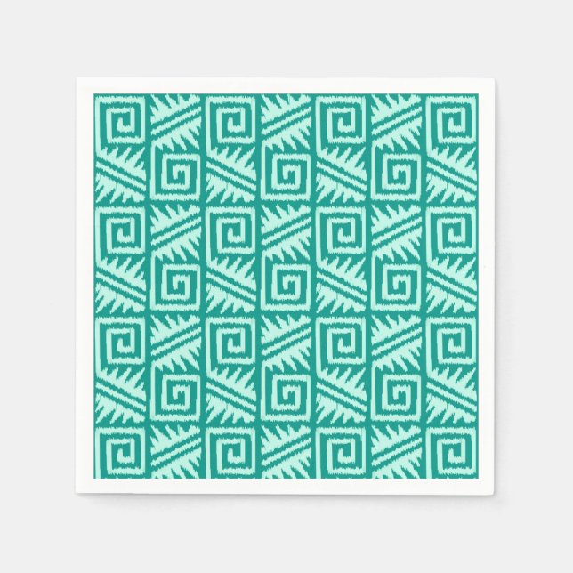 Guardanapo De Papel Ikat Aztec Pattern - Turquoise e Aqua (Frente)