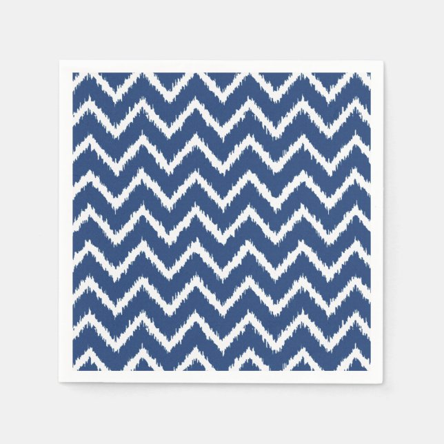 Guardanapo De Papel Ikat Chevrons - Marinho azul e branco (Frente)