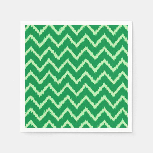 Guardanapo De Papel Ikat Chevrons - Pinho e verde-claro (Frente)