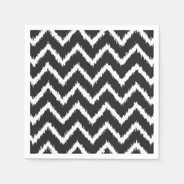 Guardanapo De Papel Ikat Chevrons - Preto e branco (Frente)