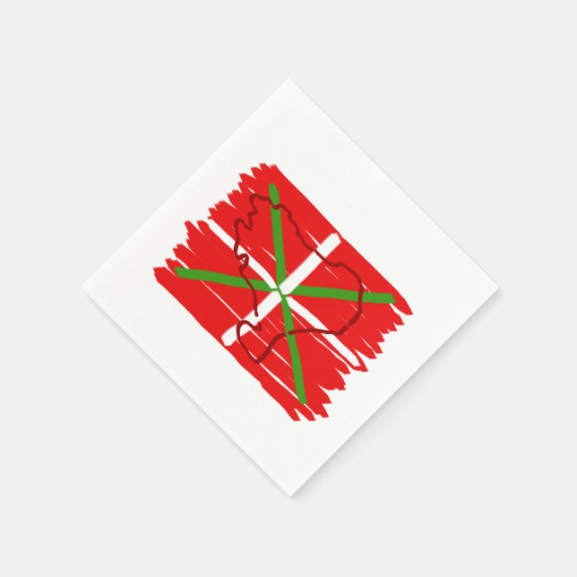 Guardanapo De Papel Ikurriña pintada com contorno do País Basco, (Canto)