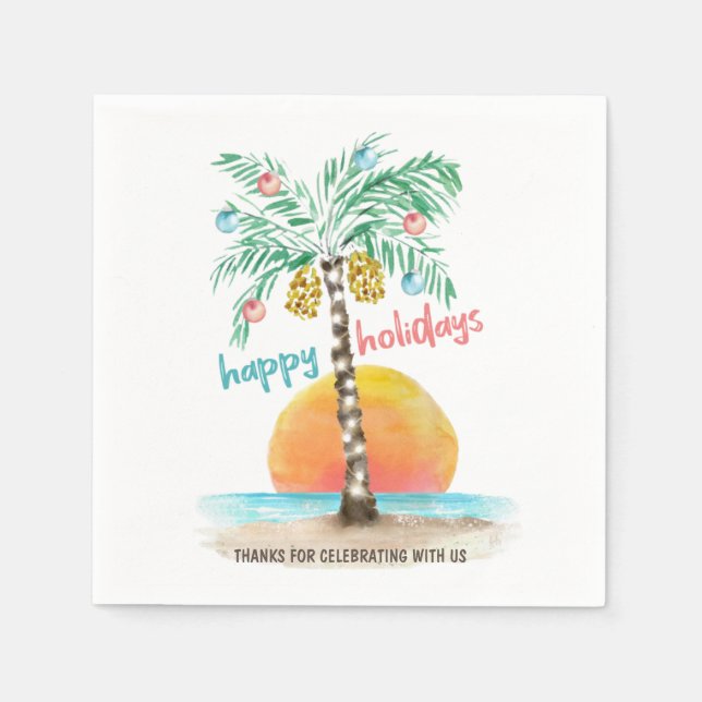 Guardanapo De Papel Ilha Holiday Tropical Beach Palm Christmas (Frente)