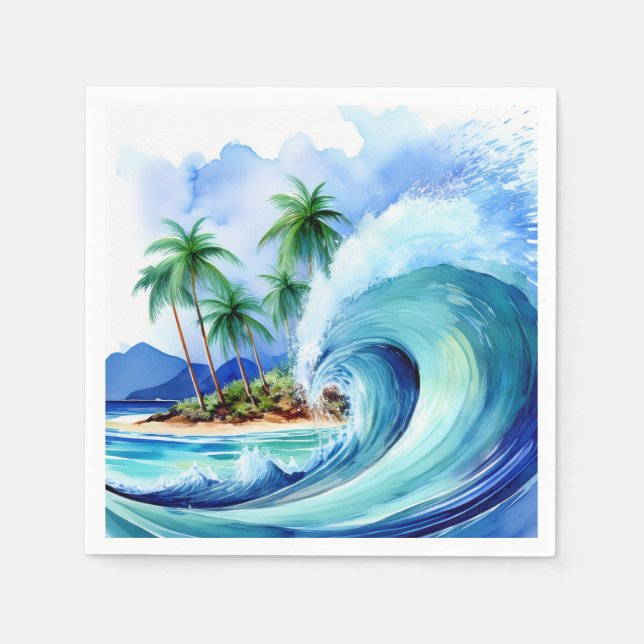 Guardanapo De Papel Ilha Kai Aloha Aquarela Onda (Frente)