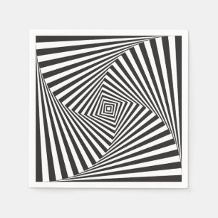 Guardanapo De Papel Ilusão óptica espiral branca preta bonita