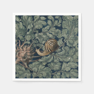 Guardanapo De Papel Ilustração Antiga de Caracol Botânico Art Nouveau 