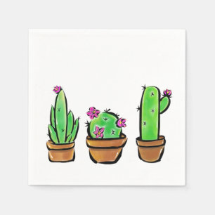 Guardanapo De Papel Ilustração Cactus Trio