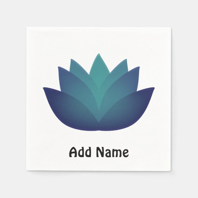 Guardanapo De Papel Ilustração da Flor de Lótus Aqua (Frente)