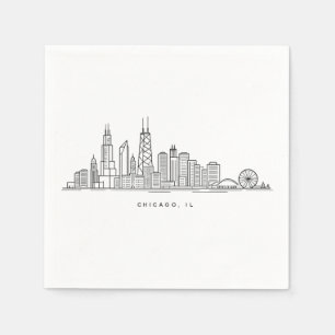 Guardanapo De Papel Ilustração da paisagem urbana de Chicago IL