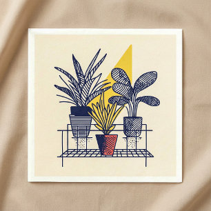 Guardanapo De Papel Ilustração das plantas de caserna botânica moderna