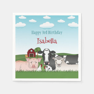 Guardanapo De Papel Ilustração de Animais da Fazenda Aniversário Infan