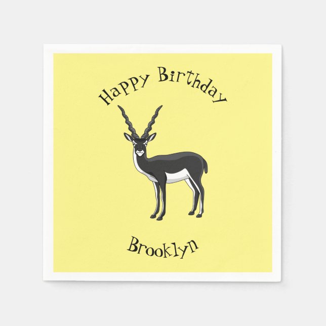 Guardanapo De Papel Ilustração de antílope Blackbuck (Frente)