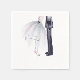Guardanapo De Papel Ilustração de Aquarela de Dança Bride e Groom