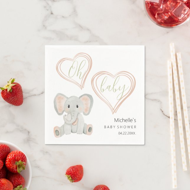 Guardanapo De Papel Ilustração de Aquarela do Elefante da Primavera Cu (Insitu)
