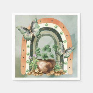 Guardanapo De Papel Ilustração de Arco-íris Aquarela Verde Boêmio