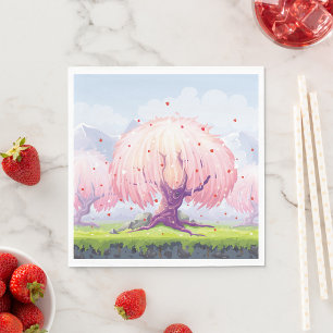 Guardanapo De Papel Ilustração de Árvores Rosa