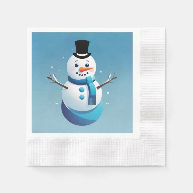 Guardanapo de papel ilustração de boneco de neve f (Frente)