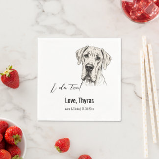 Guardanapo De Papel Ilustração de Cabeça de Cão de Casamento Great Dan