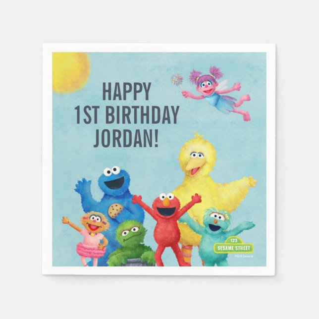 Guardanapo De Papel Ilustração de Caractere de Rua Sésamo (Frente)