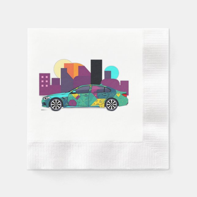 Guardanapo De Papel Ilustração de Carro Geométrico abstrato (Frente)