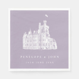 Guardanapo De Papel Ilustração de Casamento Castelo Vintage Lavanda