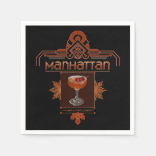 Guardanapo De Papel Ilustração de Cocktail Retro Manhattan