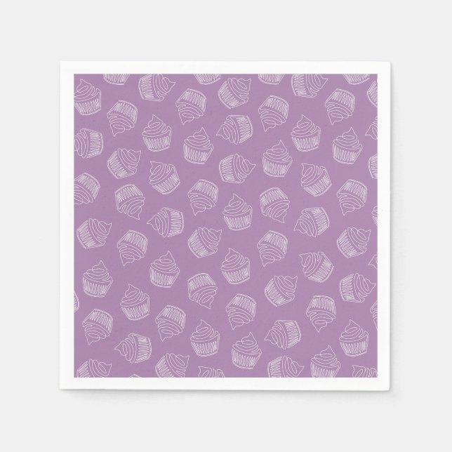 Guardanapo De Papel Ilustração de cupcake roxo (Frente)