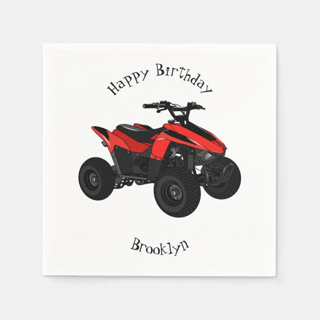 Guardanapo De Papel Ilustração de desenho animado de bicicleta atv (Frente)
