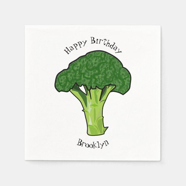 Guardanapo De Papel Ilustração de desenho animado de brócolis (Frente)