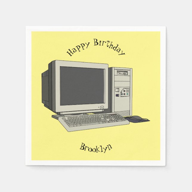 Guardanapo De Papel Ilustração de desenho animado de computador (Frente)