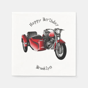 Guardanapo De Papel Ilustração de desenho animado de motociclo Sidecar