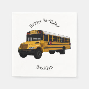 Guardanapo De Papel Ilustração de desenho animado de ônibus escolar
