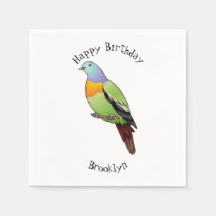Guardanapo De Papel Ilustração de desenho animado de pombo-verde-rosa