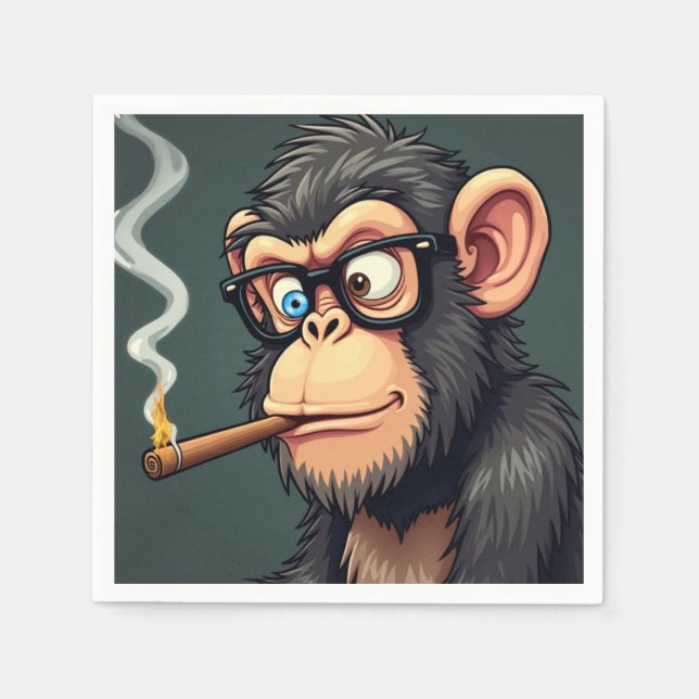 Guardanapo De Papel Ilustração de desenho animado de um macaco engraça (Frente)