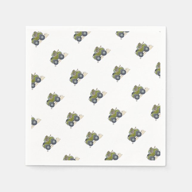 Guardanapo De Papel Ilustração de desenho de um elefante dirigindo um  (Frente)