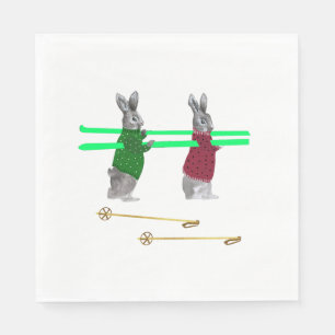 Guardanapo De Papel Ilustração de Esqui Coelho Bonito