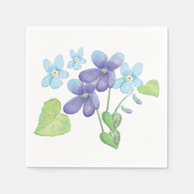 Guardanapo De Papel Ilustração de Flores de Violeta Selvagem (Frente)