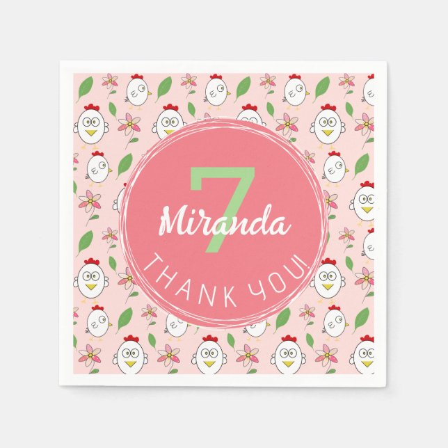 Guardanapo De Papel Ilustração de Galinha de Cartoon Bonito (Frente)