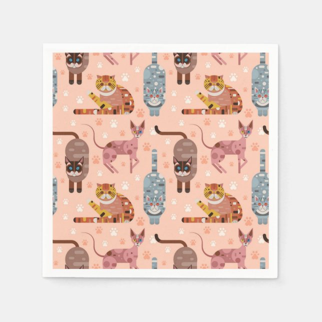 Guardanapo De Papel Ilustração de gato animado (Frente)