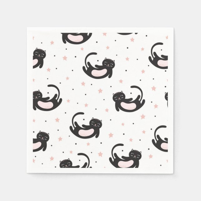 Guardanapo De Papel Ilustração de gato animado (Frente)