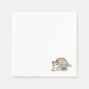 Guardanapo De Papel Ilustração de Gato do Livro ao Longo - Enrolada e