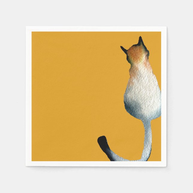 Guardanapo De Papel Ilustração de gato preto e marrom da Tabby (Frente)