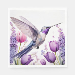 Guardanapo De Papel Ilustração de lavanda Hummingbird