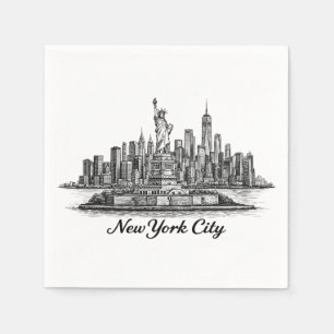 Guardanapo De Papel Ilustração de Linha do Horizonte de Nova York